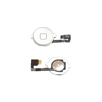Кнопка HOME для телефона iPhone 4, 4C в сборе со шлейфом + верхняя часть кнопки (белый)